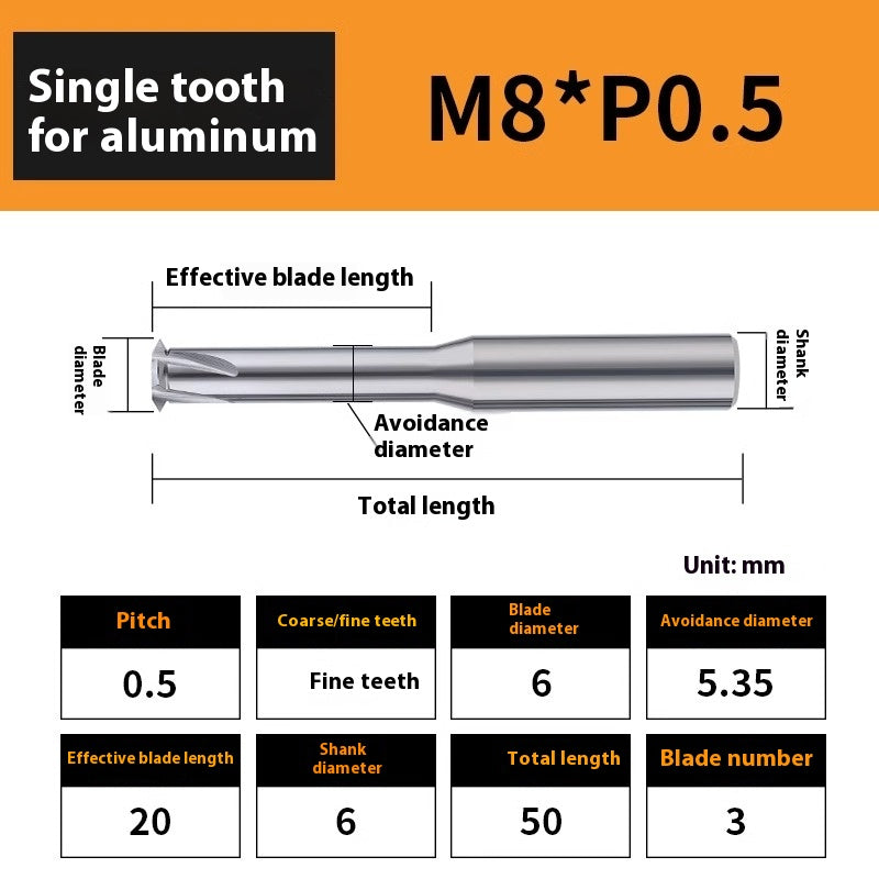 2135-65° aluminum with colorful thread milling cutter lengthened single tooth three-tooth full thread machining center tungsten carbide milling cutter M3M4M5 Shandong Denso Pricision Tools Co.,Ltd.